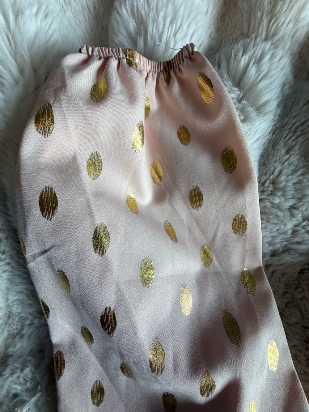 Blush Pink Gold Foil Polka Dot Tiered Maxi Dress Long Sleeve Size L - Picture 5 of 8